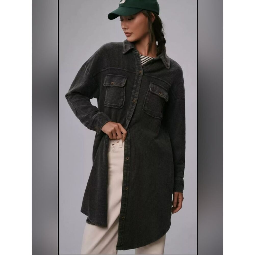 Anthropologie Pilcro Duster Corduroy Shacket in Carbon Size M
